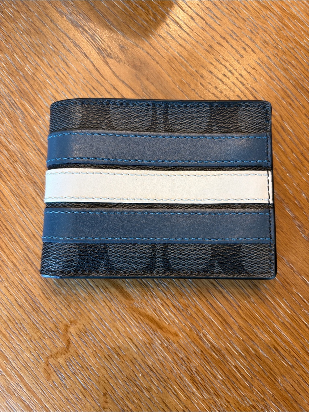 Men's Coach Leather Bi-Fold Wallet with White Center Stripe